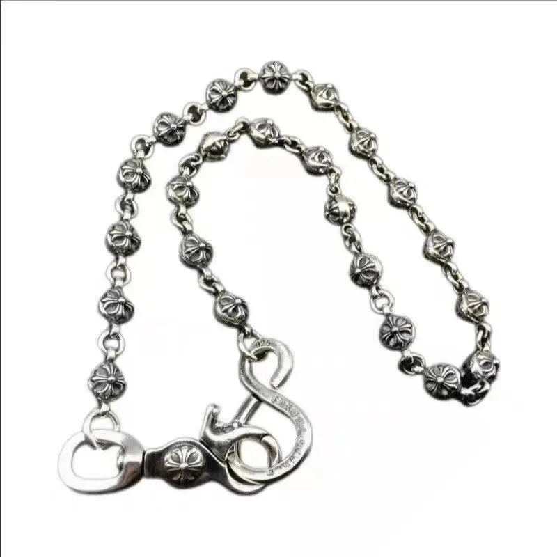 Wholesale Ch Cross flower ball buckle waist pants chain, personalized retro European and American bag  thick hanging chain
