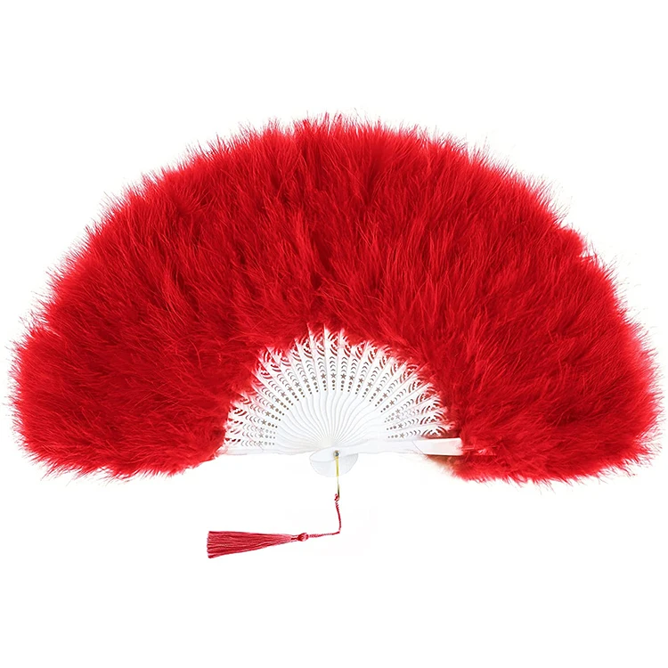 5PCS Colors Beautiful Turkey Feather Fan for Dance Folding Fan Wedding Hand Fancy Dress Costume 45*25CM 21 Fan Bones