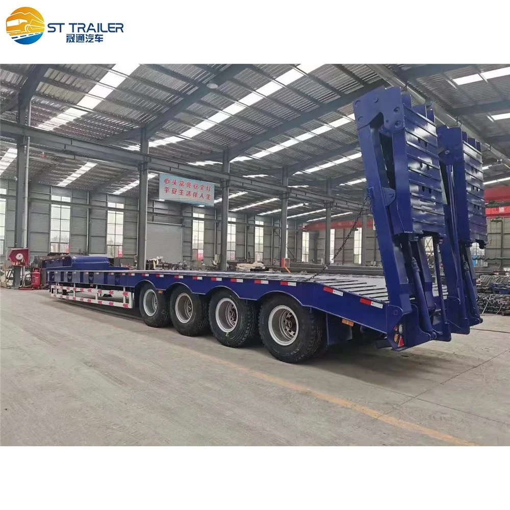 Transportation Engineering Machinery 3 Axles 4 Axles Body Widening Load 80 Ton 120 Ton Low Flatbed Truck Trailer Special Vehicle