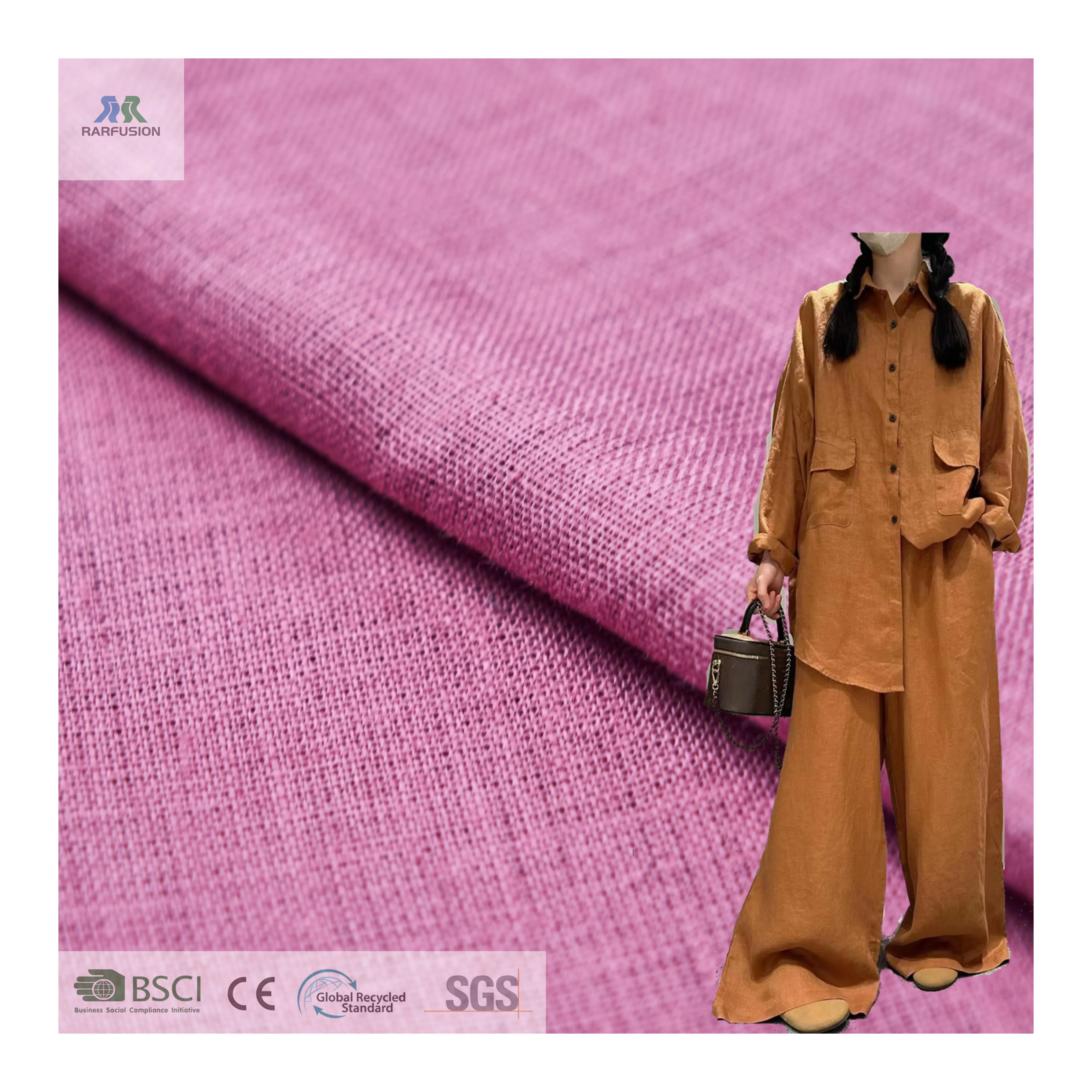Custom Wholesale 100%Pure Soft Linen Fabric Print Woven France Linen Fabric for Liveroom Tablecloth Upholstery Curtain Blackout