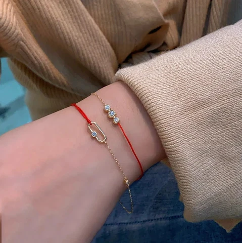 Fine Jewelry Gift High Quality Diamond 18K Gold 0.15ct redline Bracelet 18K For Women