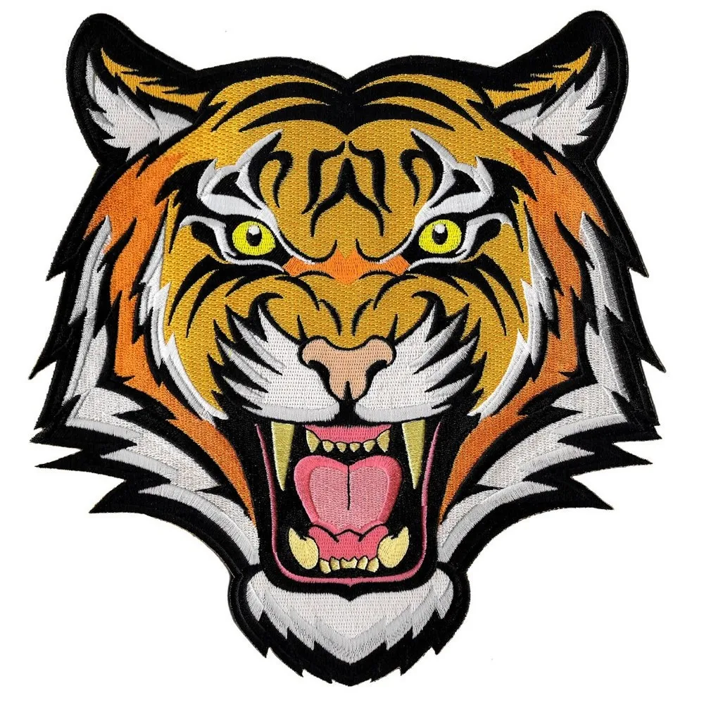 Hairy head Large Tiger Head Applique Patches Jacket Embroidery Patch Custom patches for jerseys Hoodie , Caps,Jacket Clothing