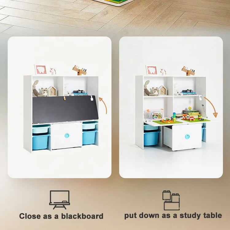 2M2KIDS Kids House Cabinets Wood Book Shelf Kids Storage Furniture Kids Bookshelf