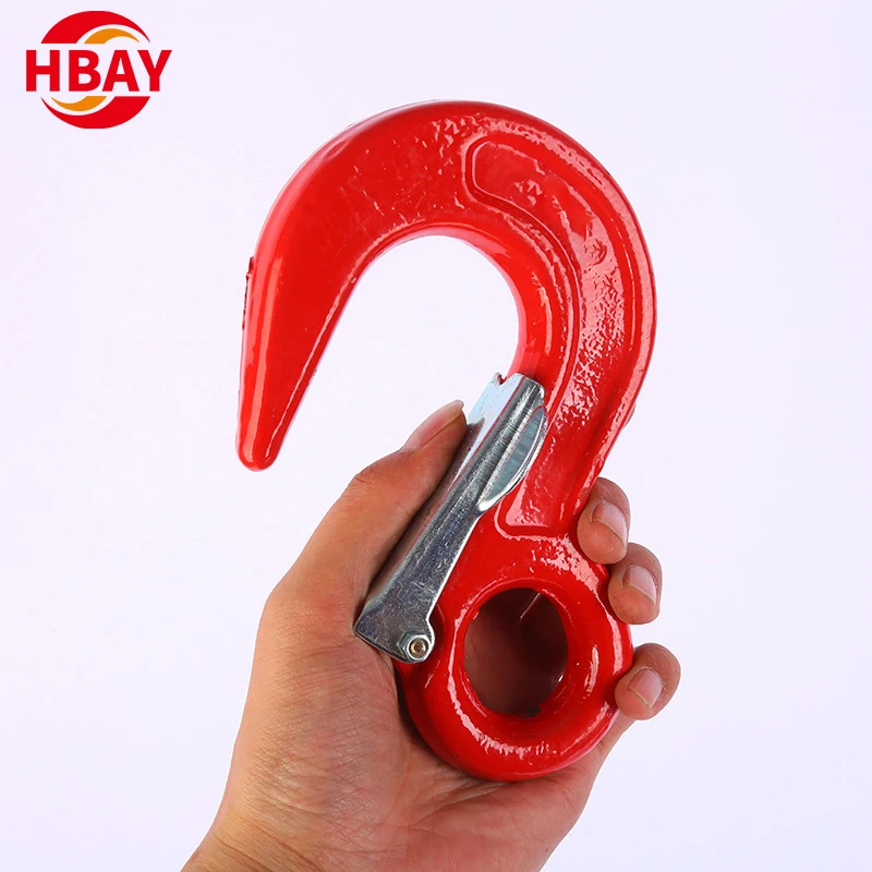 forged 320a lifting eye hoist hook with safety latch Lifting Chain Sling Lift Hook For Sale