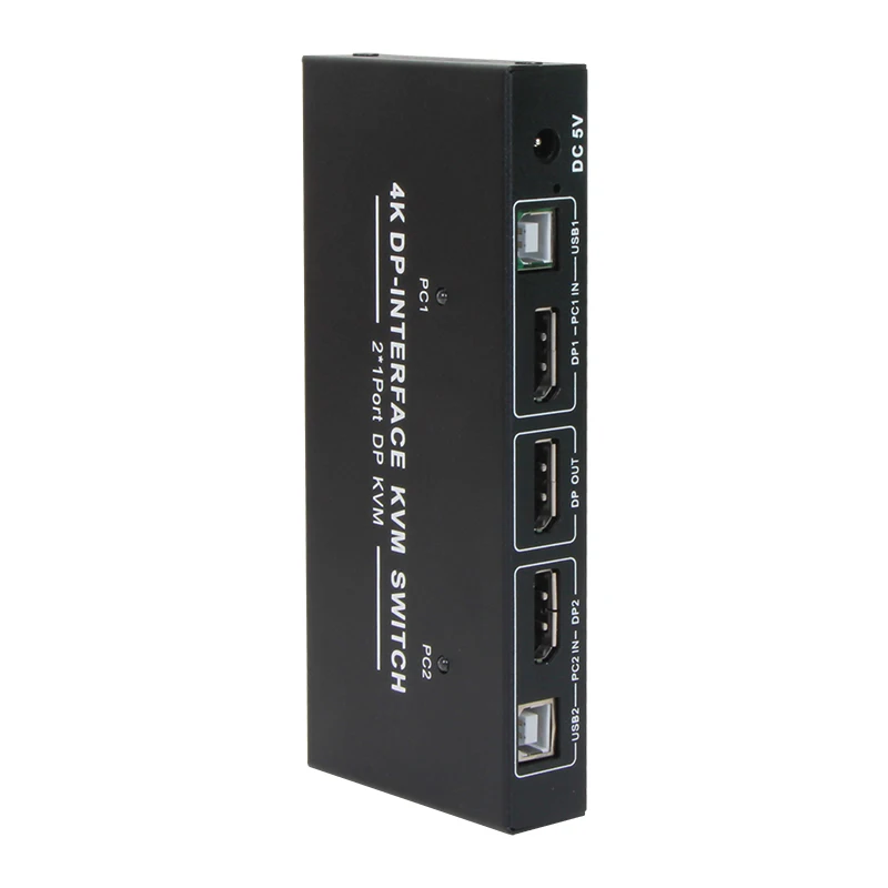 VCOM DP 1.2 USB 2.0 Input USB-AF*4 DP Button Output Metal 4K 60Hz 8K DP KVM Switch Support DVR Printer U Disks HUB Function EDID