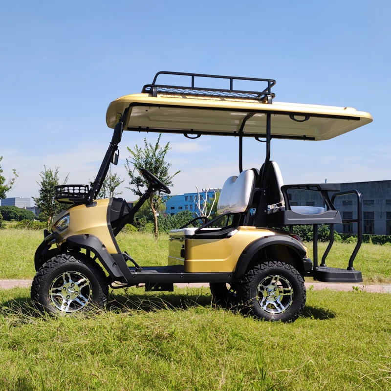 Electric Lithium Hunting Golf Cart 4 Seater 72v Golf Car With Folded Back Seat