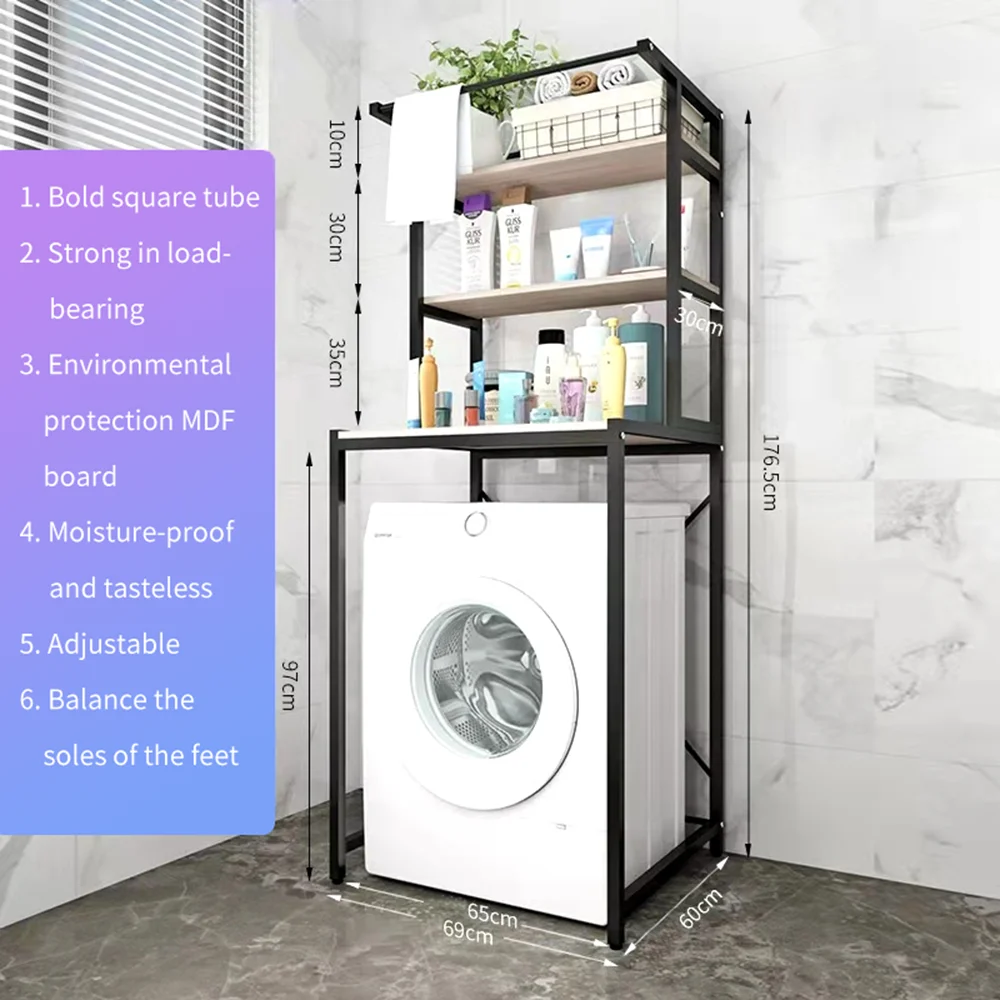 3 Tier Bathroom Shelf Space Saver Washing Machine Metal Rack Bathroom Storage Rack Toilet Rack Extendable Shelf