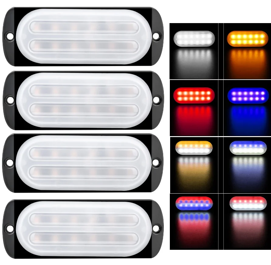 AlcantaLED New 4PCS 12LED Soft Light Flash Recovery Strobe Car Emergency Warning Light 12V 24V 36W Waterproof