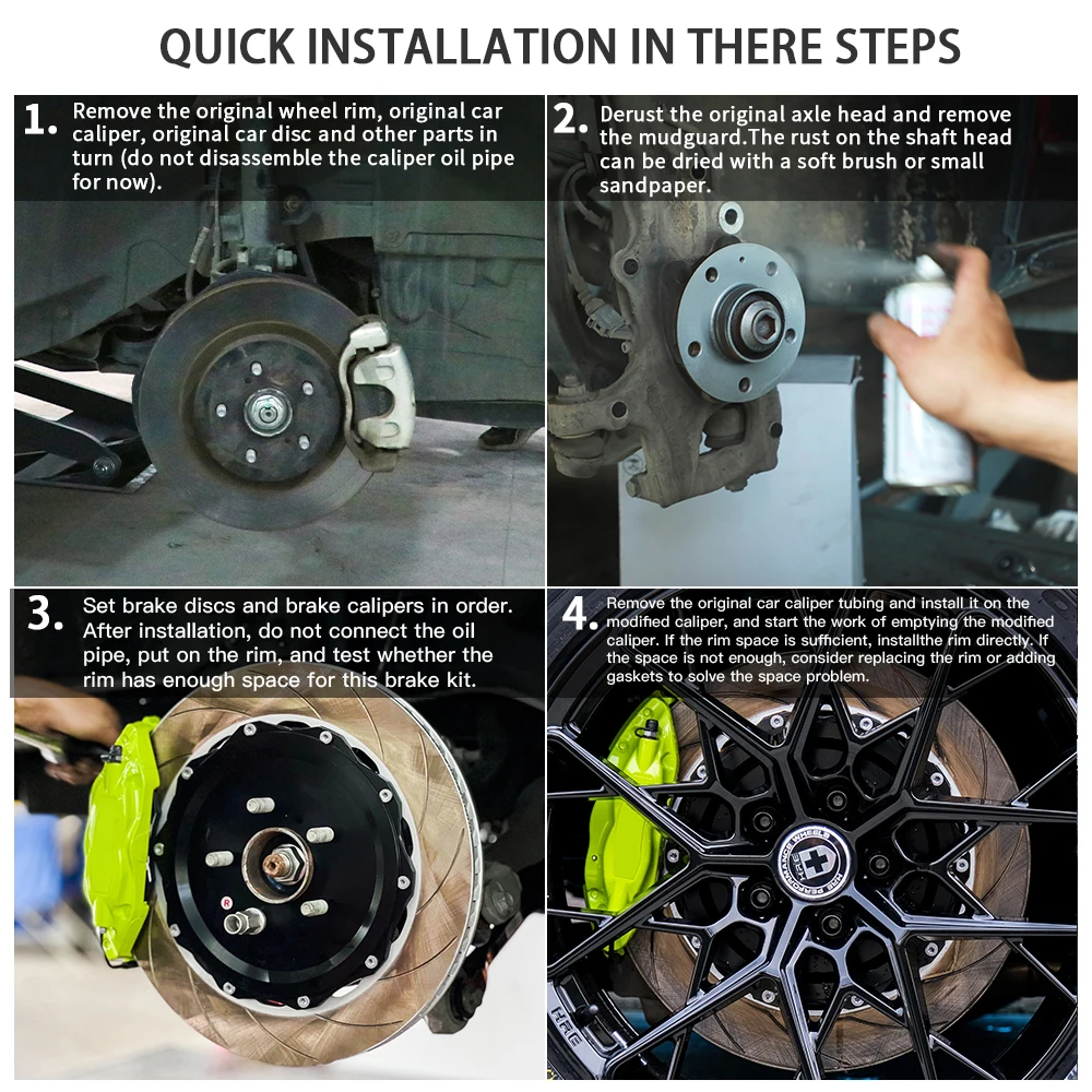 Factory Wholesale Big  Brake Caliper Spare Parts TSL 4 POT Caliper Rear Part 330/355/380mm for Audi a3 a4 a4l a6 2005 2008