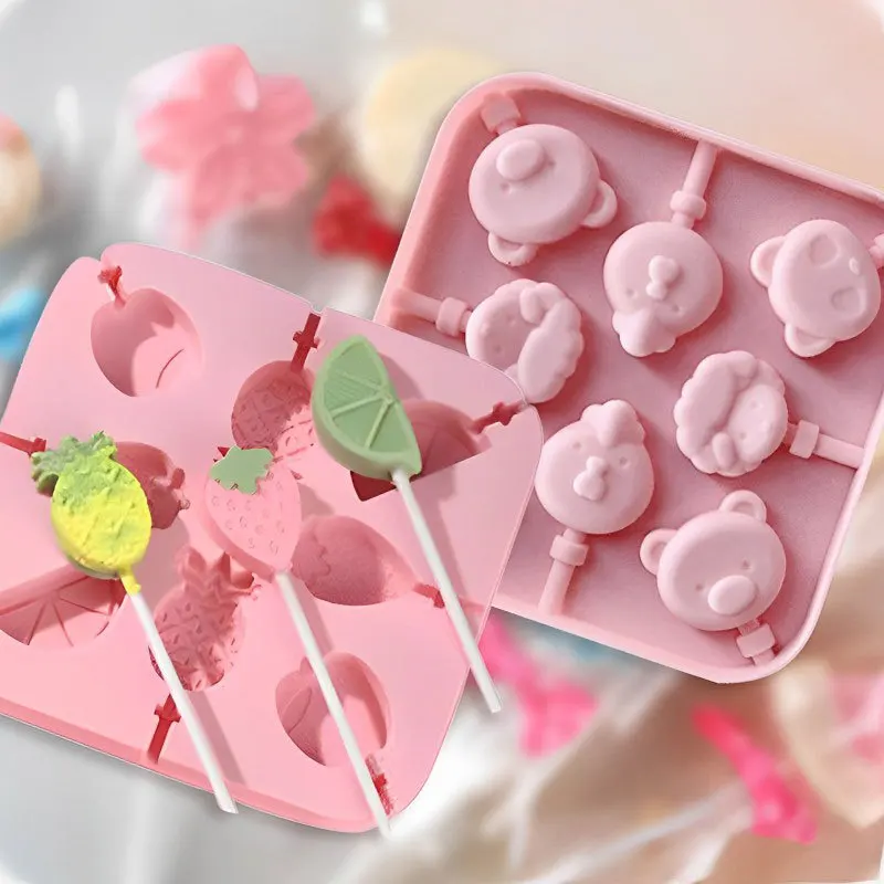 DIY Lollipop Candy Molds Homemade Christmas Cartoon Pattern Candy Chocolate Lollipop Silicone Mold