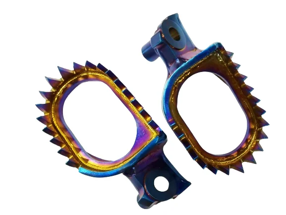 Titanium burnt blue  foot pegs for  Yamaha YZ65 2018-2023