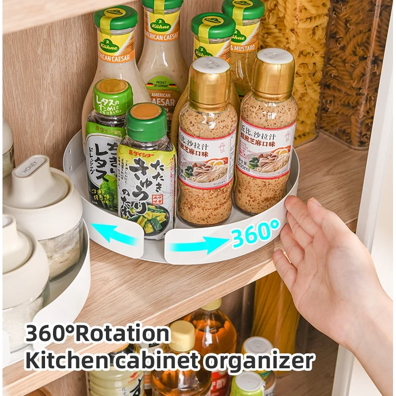 Новый продукт кухонный шкаф вращающаяся стойка для специй белый вращающийся органайзер с вращающимся подносом