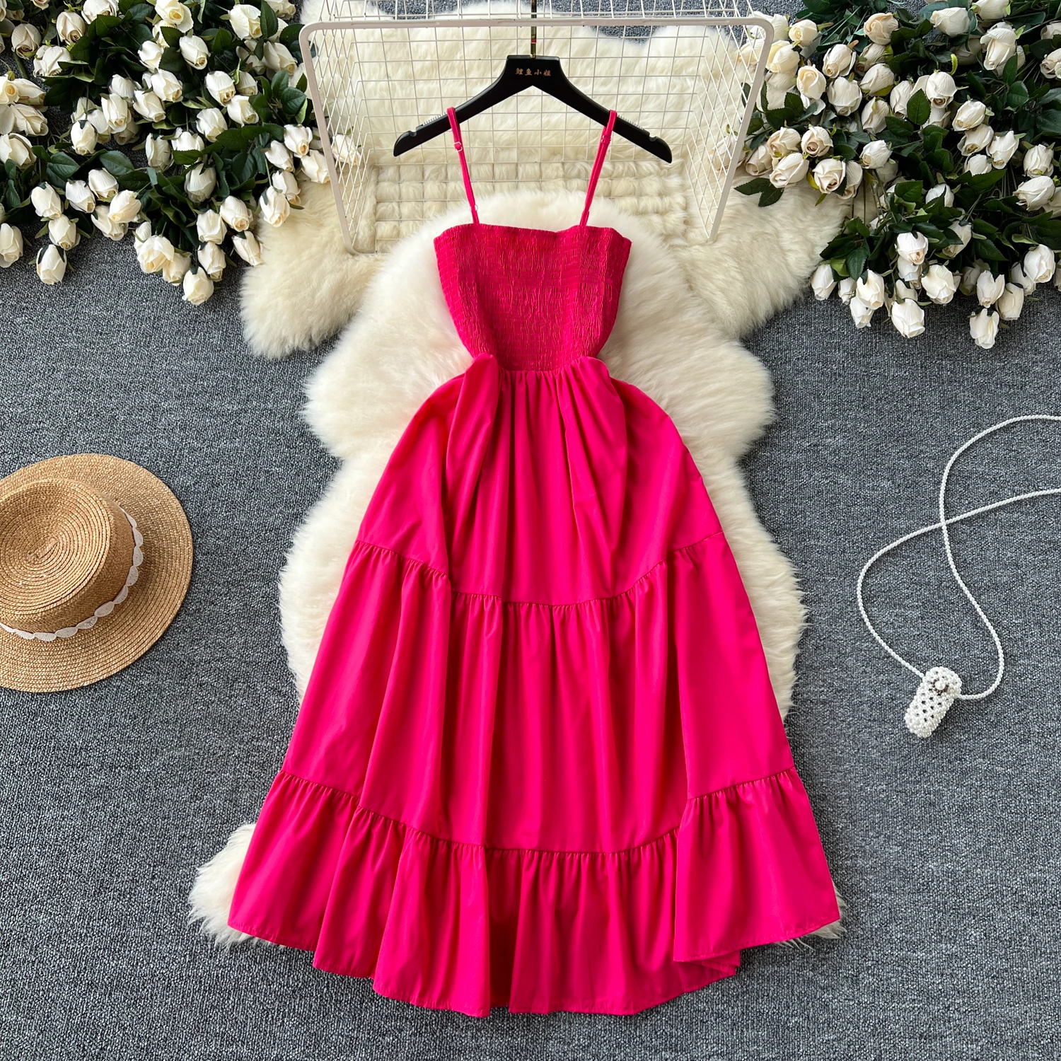 Summer Strapless Tunic Slim Casual Midi Dress For Women Sleeveless Ruffled Lace Dress Purple Black Yellow White