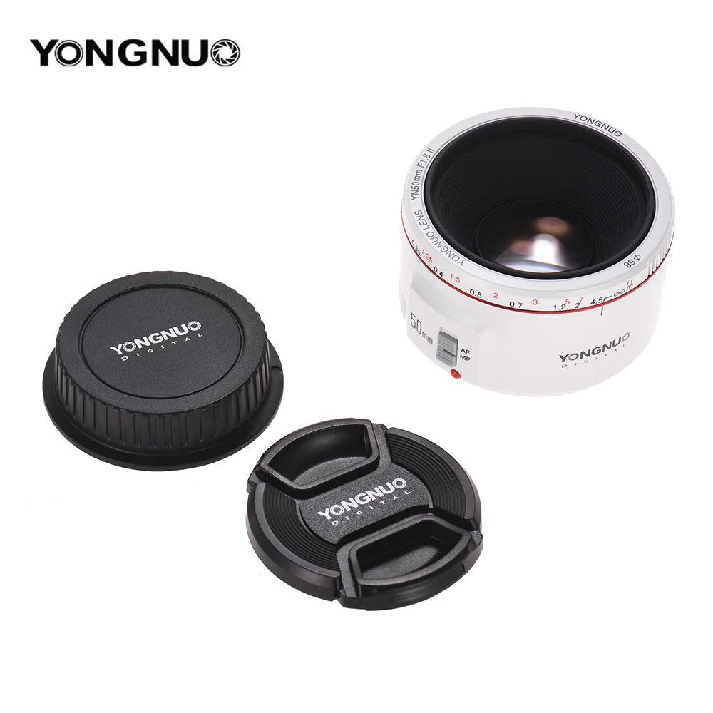 Yongnuo YN50MM F1.8 II AF/MF 0.35M Focus Distance Standard Prime Lens Black for Canon EF Mount EOS Cameras 5D IV 1DX I 200D II 8