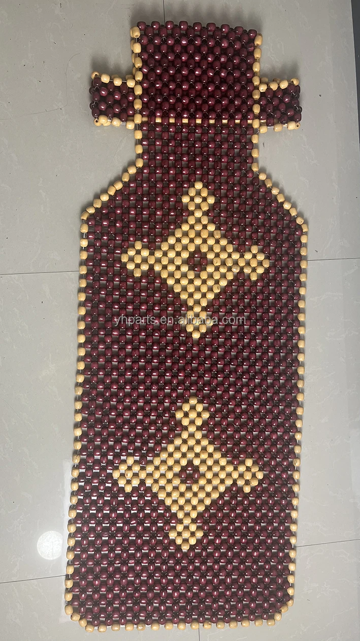 Wood Beaded Car Seat Cover Leather Comfort Massaging Cool Seat Cushion Pad Relieve Stress for SUV Sedan Truck Van