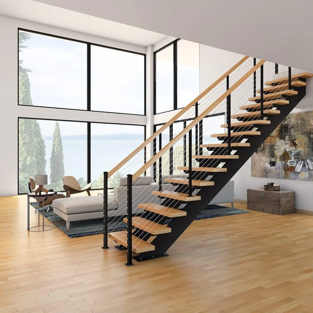 Aluminum telescopic ladder stairs stair light step glass railing prices