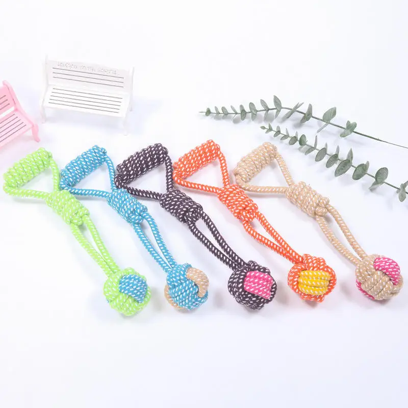 Factory Wholesale Multicolor Cotton Rope Braided Bite-Resistant Cleaning  Dog Toy Pet Toy Ball dog toys for aggressive chewers