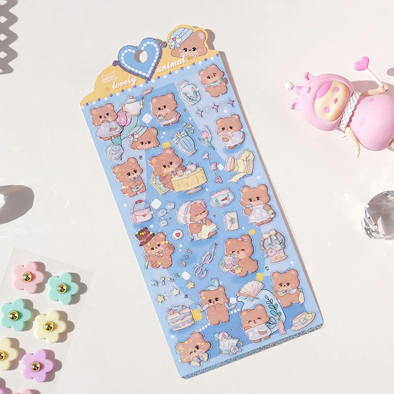 Nekoni Kawaii Stickers Decal Vinyl Waterproof PVC Cute Animal Dog Cat Bunny Bear Pig Sheep Glitter Stickers