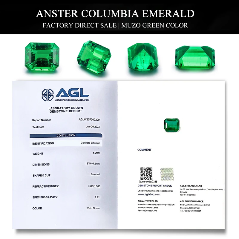Cushion shape Lab Colombian Emerald Gems 5x5mm 8x8mm Emerald stone GRS AGL IGI Certified High quality 5A Lab Grown Emerald