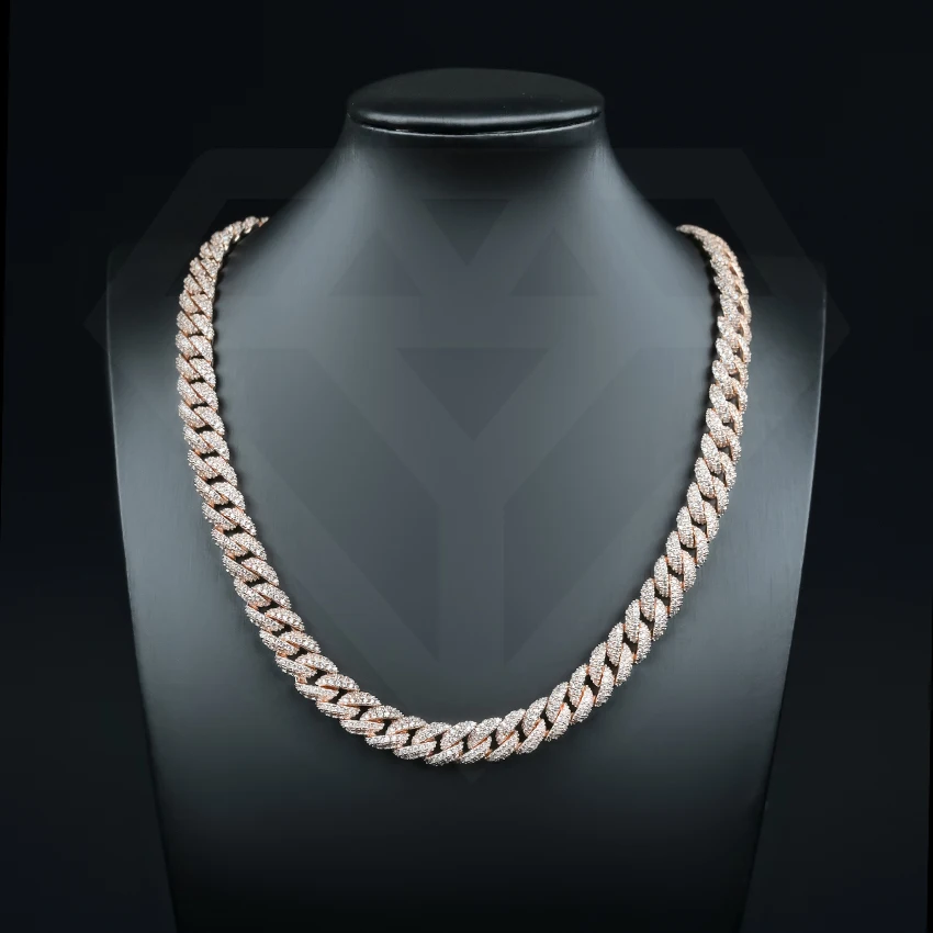 Hip Hop Jewelry 10mm Brass Cubic Zircon Cuban Chain Iced Out Prong Cuban Link Chain Bracelet Necklace CZ Miami Cuban Chain 0.5kg