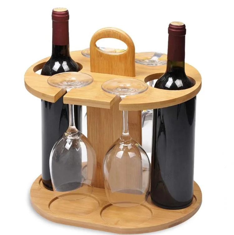 Countertop Display 2 Bottles Holder Bamboo Wine Rack