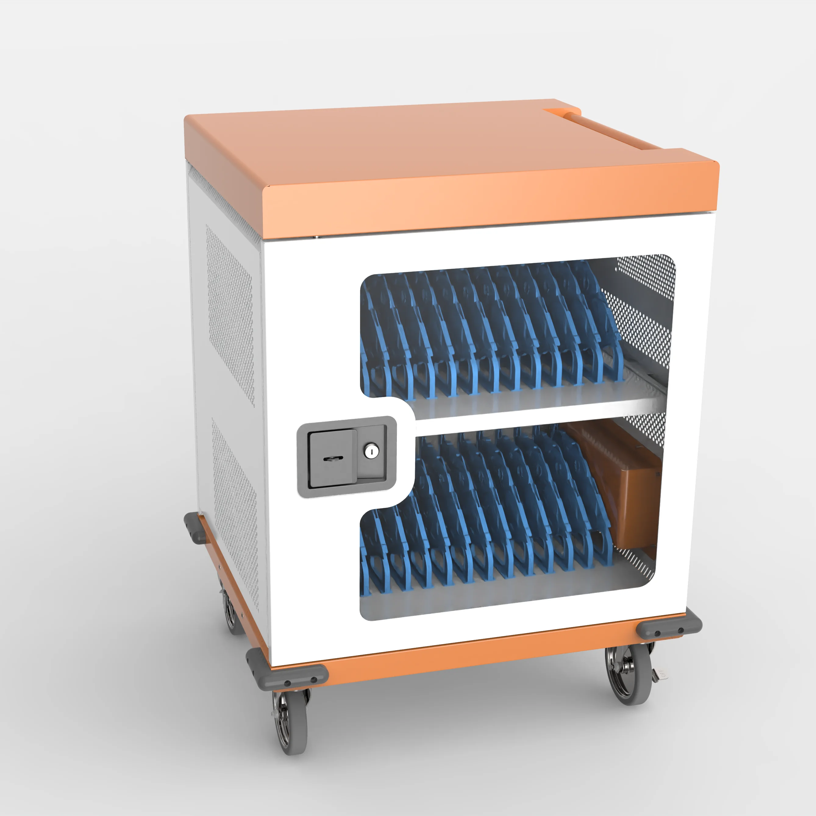 30 36 40 48 64 slots Aluminum alloy Laptop/pad storage & charging cart with USB quick charging locker