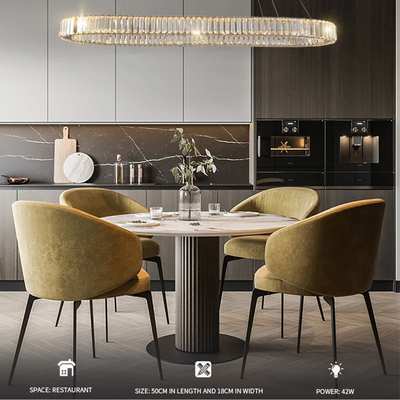 home Rectangle Light Fixture Clear Crystal Contemporary Height Adjustable Gold Chandelier