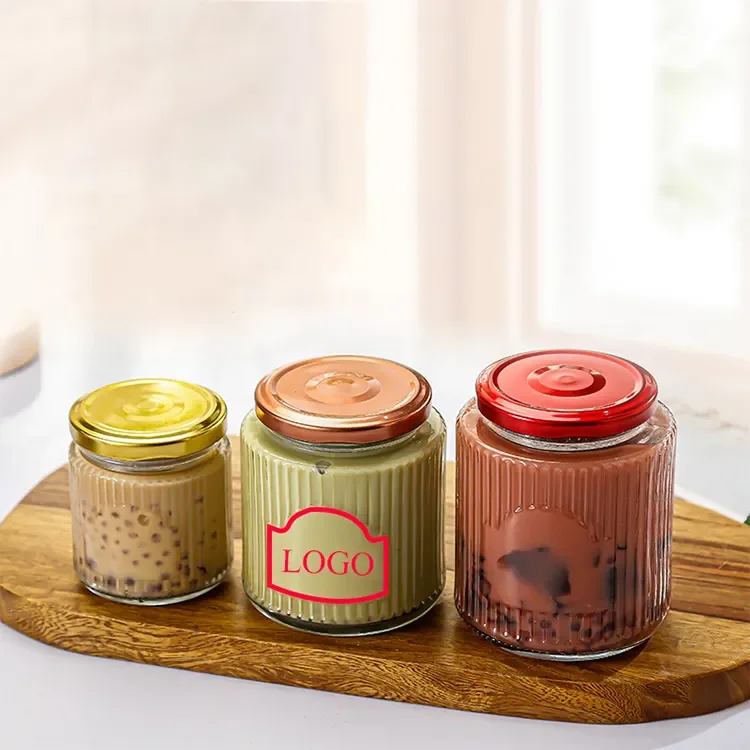 8 oz 16oz clear round food grade storage jam sauce canned pickle glass jar kitchen food containers