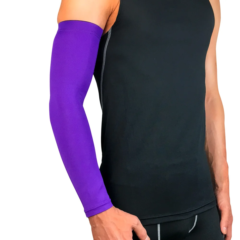 
Solid Color Polyester Spandex Men and Youth Fitness Elastic Sport Protector Arm Guard UV Protection Cycling Arm Sleeves 