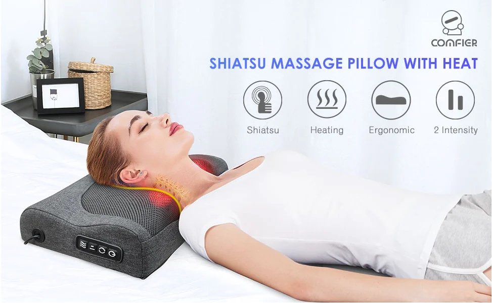 Shiatsu Neck Massager Pillow- Neck and Back Massager with Heat & Flexible Massage Nodes