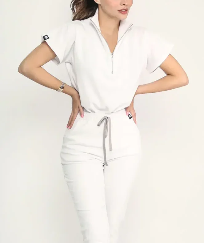 Jogger Scrubs Pants Hospital Scrubs Uniforms Sets Fashionable Designer Medical Anti-wrinkle Woman Victory White Set Woven