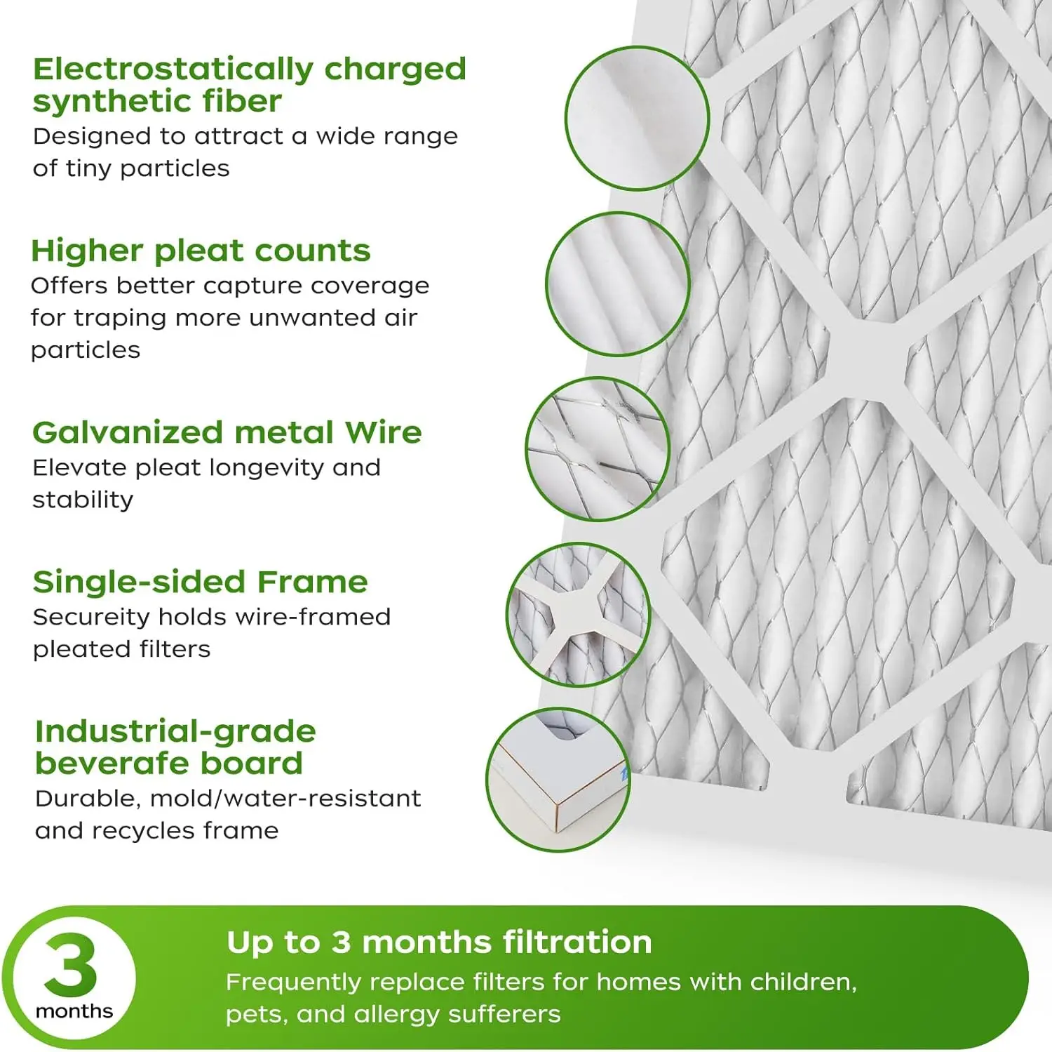 Air Filters MERV 8 Dust Defense MPR 600 Furnace Air Vents Filters For HVAC AC Furnace Air Filter Replacement Set