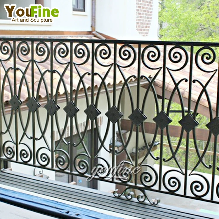 Outdoor modern wrought iron balcony handrail design
