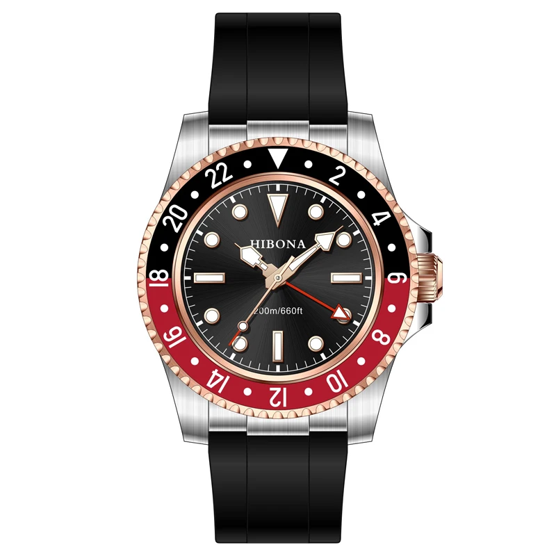 Stainless Steel Luxury Men Watch Ceramic Bezel Top Quality Silicone Strap Automatic Mechanical Watch waterproof Wrist watch men