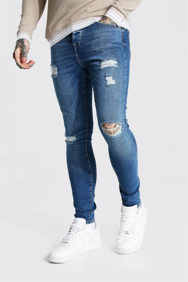 Men super skinny denim jeans men slim custom dance trousers slim fit jeans pants for men