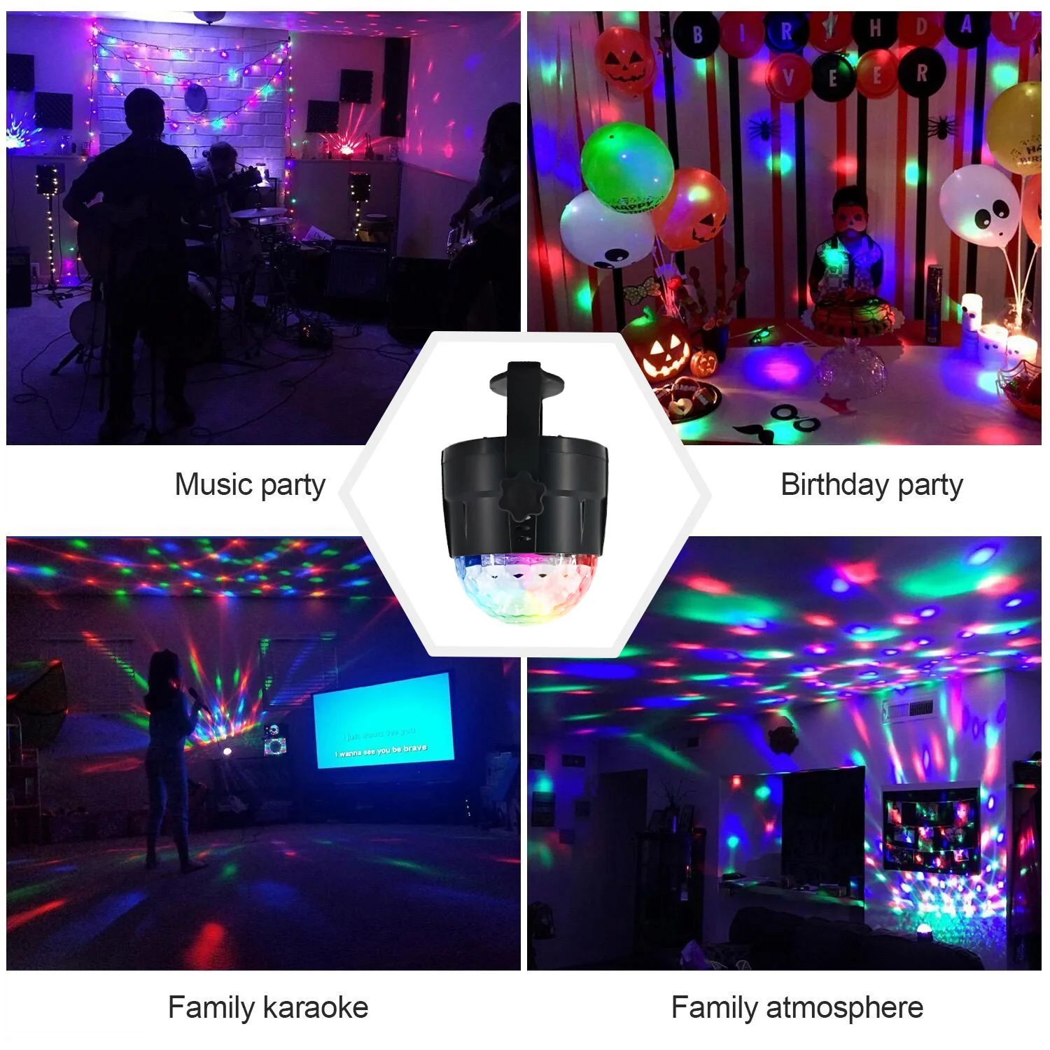Remote Control RGB Crystal Magic Rotate Ball Laser Lamps Disco Led Stage Lights