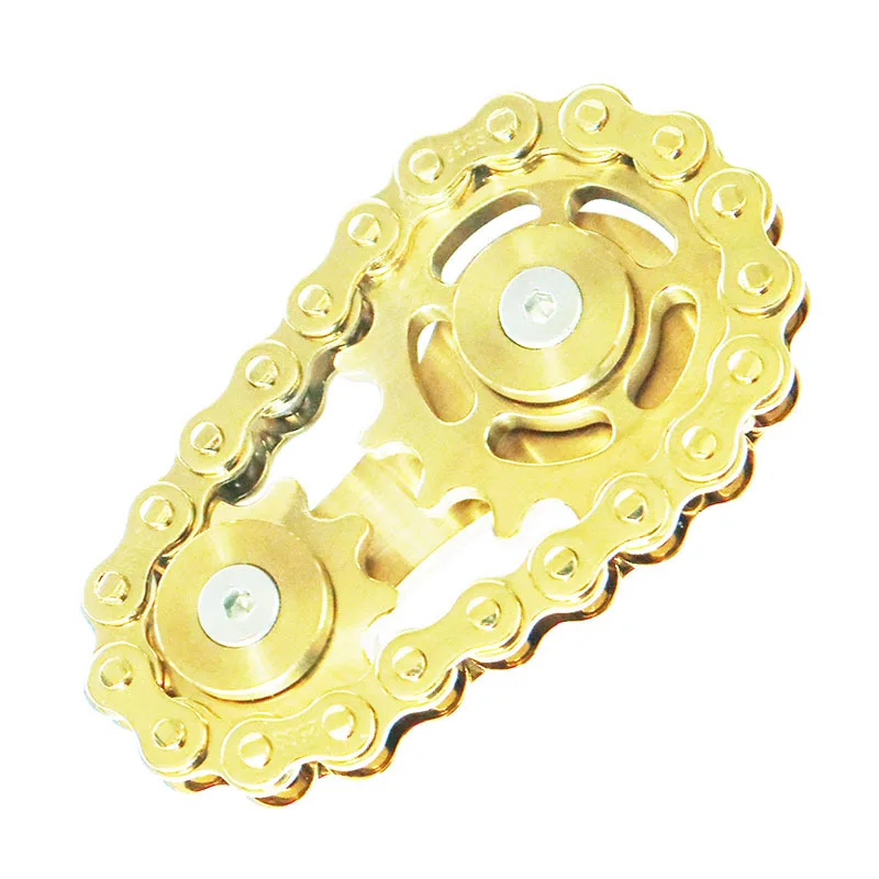Luxury Gold Color Bike Chain For Adults Metal Fidget Spinner Flywheel Fidget Chain Toy Fingertip Gyro
