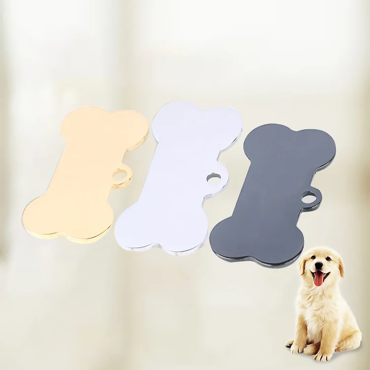 Double Sided Laser Etched Stainless Steel Pet ID Tag for Dog Engraved and Personalized Bone Shape