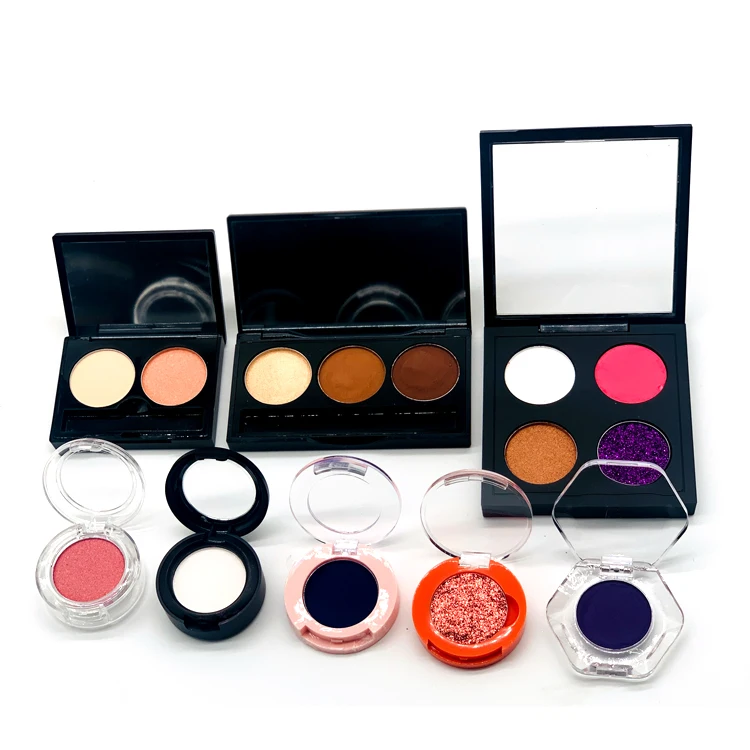 custom logo mini 2 pan 3 pan plastic eyeshadow package single glitter eyeshadow