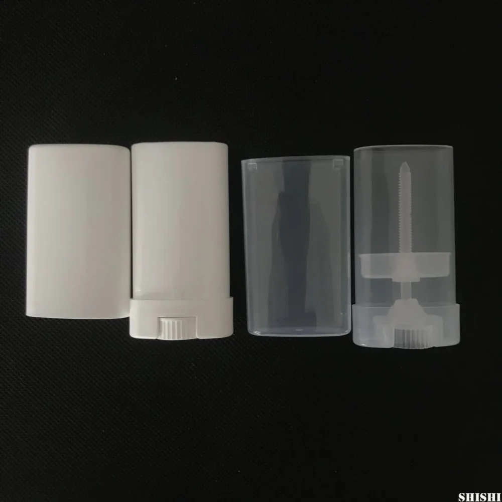 oval deodorant lip lipstick balm tubes containers plastic 15ml transparent (15ml, white) cosmetic tube make up containers