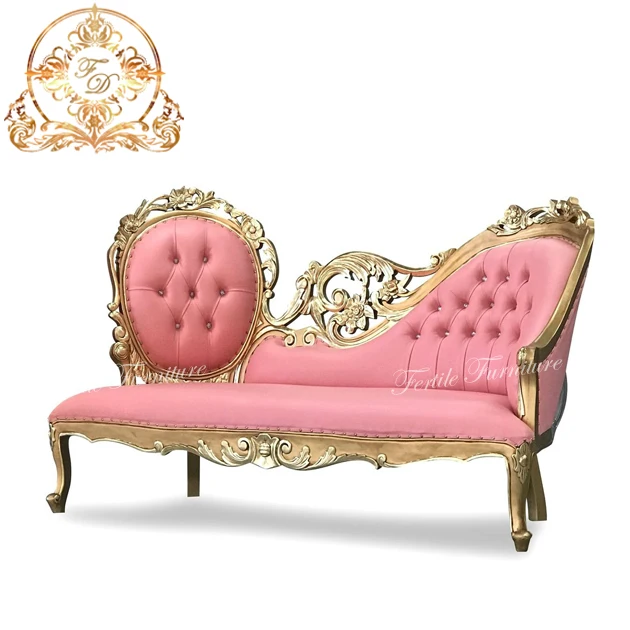 Royal Wedding Decor Chaise Lounge Wooden Bride Groom Sofa