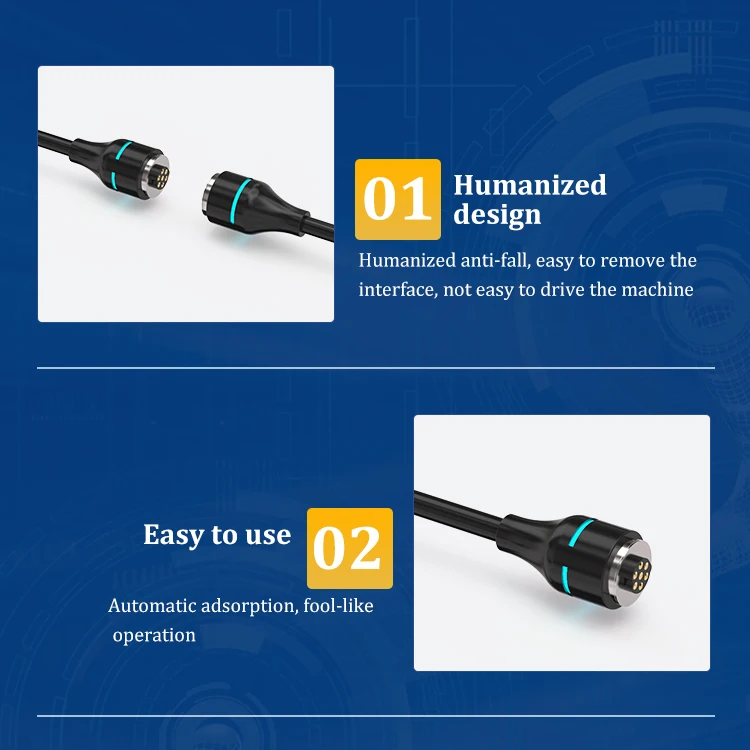 Customizable Magnetic Charger Cable 12V Fast Charging 12Mm 7 Pin Magnetic Power Cable