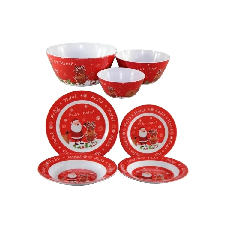 Cheap Christmas Melamine  Plate And Bowl Dinnerware Set For South America