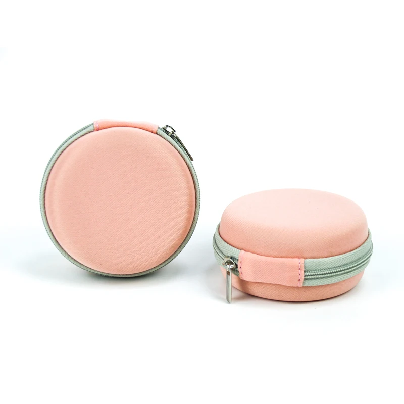 Custom Pink Earphone Box Mini Bluetooth Earphone Bag Travel EVA Wired Earphone Case