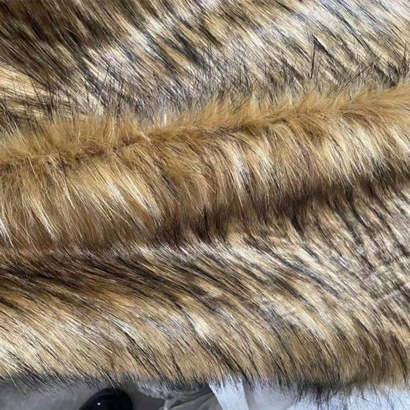 60mm Long Pile Tip-dyed Faux Raccoon Fabric for Garment Collar Clothing