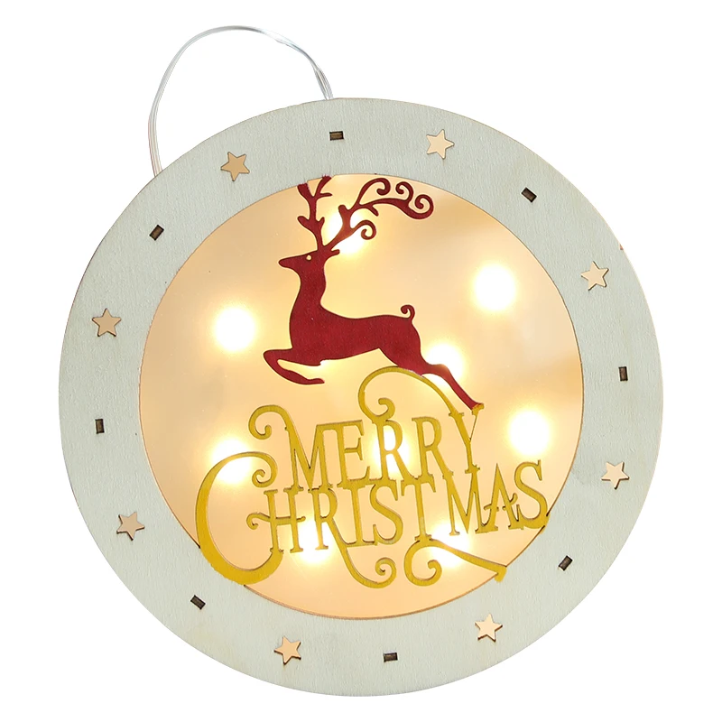 Hot sales Christmas lights warm white LED wooden night craft wood wall light for indoor christmas decoration ornaments