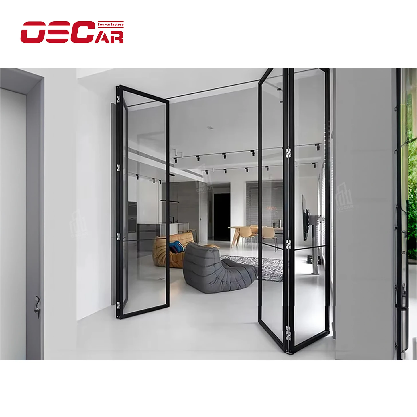 Oscaracso Original Factory Price Heat Insulation System Double Triple Glazed Aluminium Sliding folding Screen doors