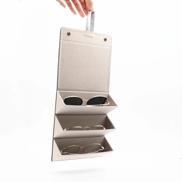 glasses case leather sunglasses case custom logo glasses storage box folding spectacle case packaging glasses box