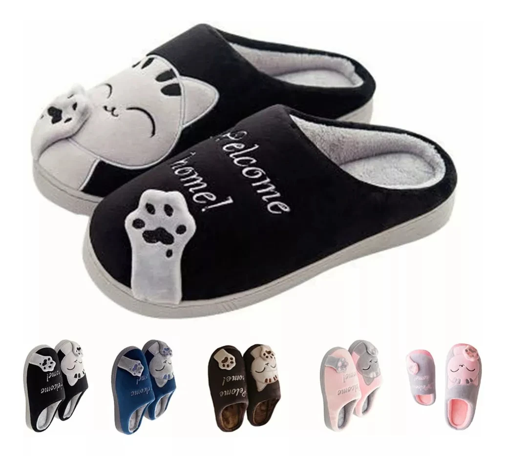 Wholesales slippers cat kt fur slipper for kids girls winter hello my kitties stuffed slippers pantoffe Pantoufles zapatillas