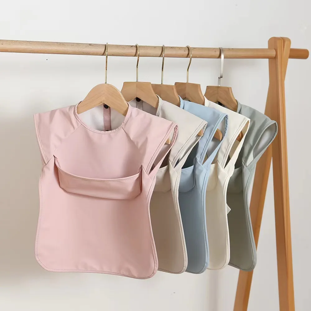 PU Smock Waterproof Dirtproof Baby Eating Bib Sleeveless Baby Apron Bib